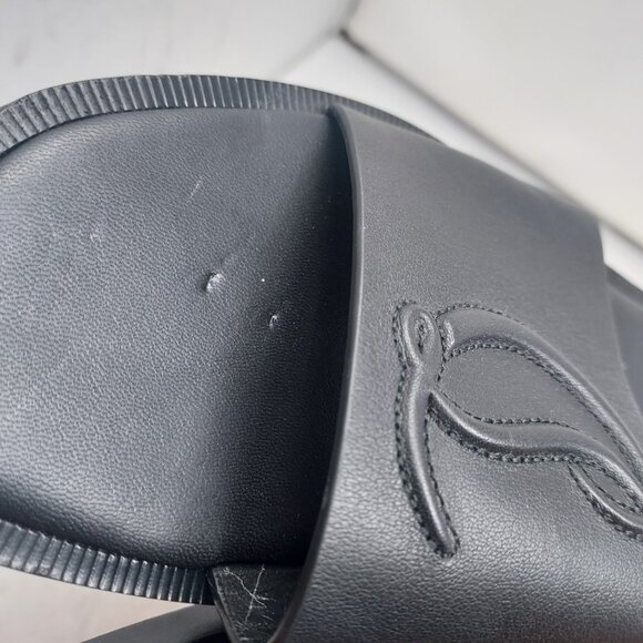 Christian Louboutin Black Flat CL Logo Mule Slide Sandal - Picture 9 of 9